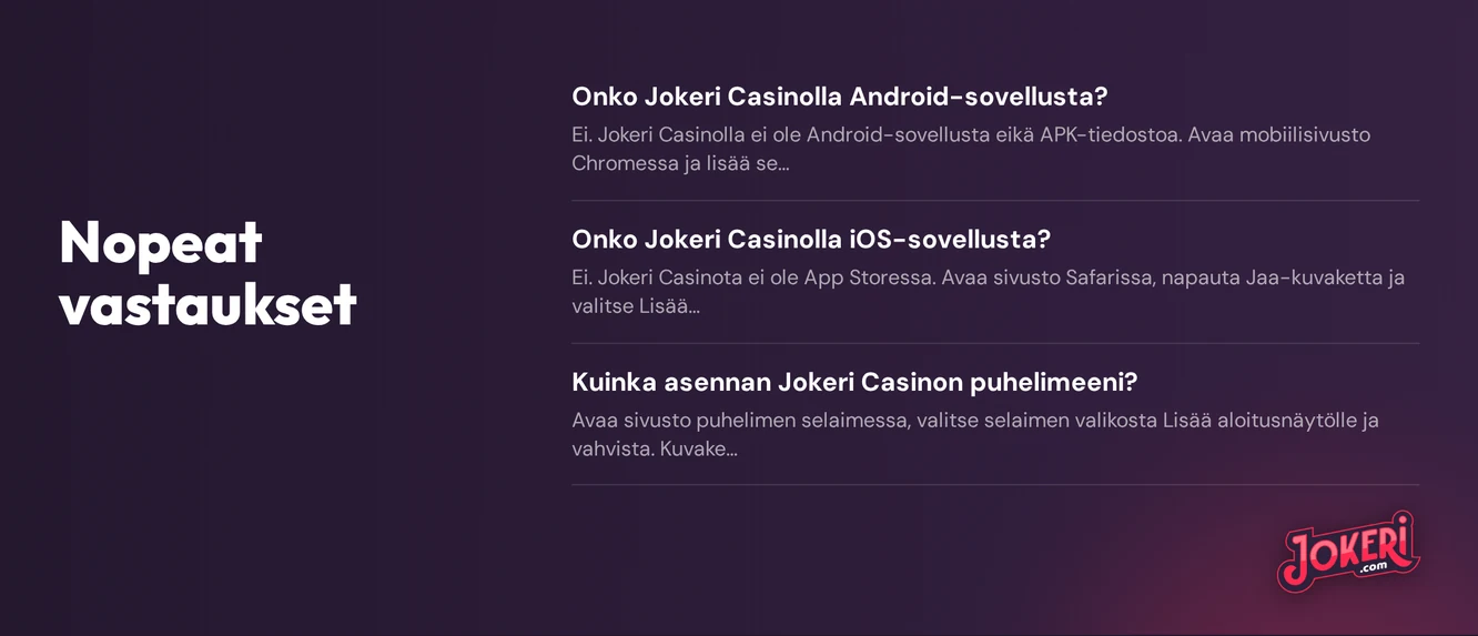 Selaa UKK-vastaukset nopeasti.