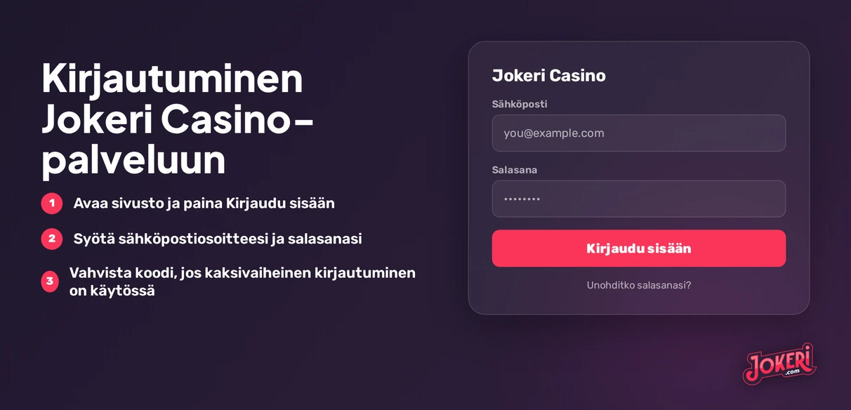 Sähköpostilla kirjautumislomakkeelle kirjaudu.